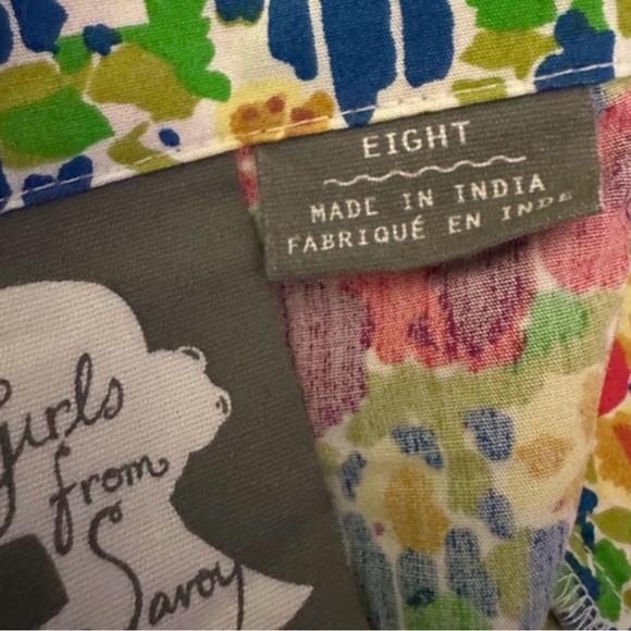 Anthropologie Girls From Savoy Floral Cotton Strapless Halter Mini Dress Size 8 - Picture 15 of 16